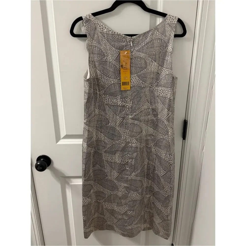 NWT $425 Tory Burch Womens Silk Blend Jaquard  Bay Leaf Sheath Dress Sz. 10
